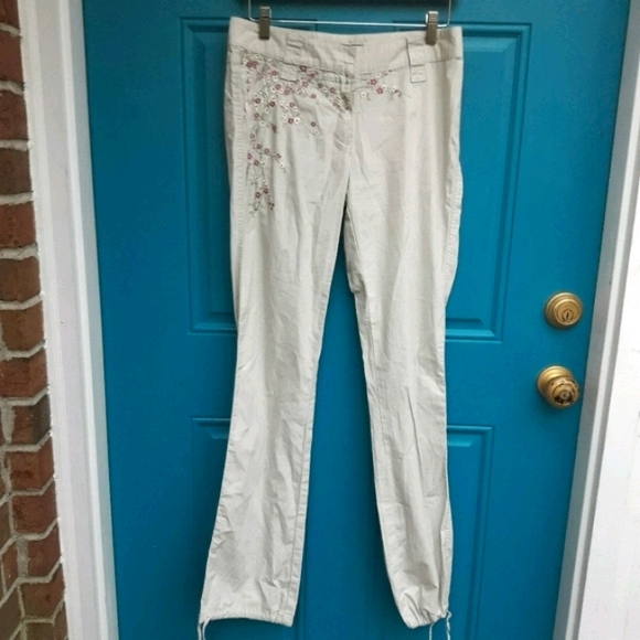 Vintage Embroidered Skinny Pants Tie String Ankle - Picture 2 of 15